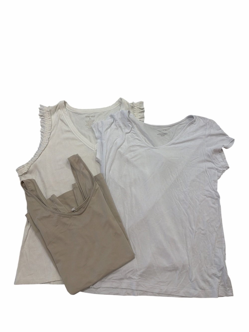 Tahari Three-Piece Tank & Tee Set in White and Beige
